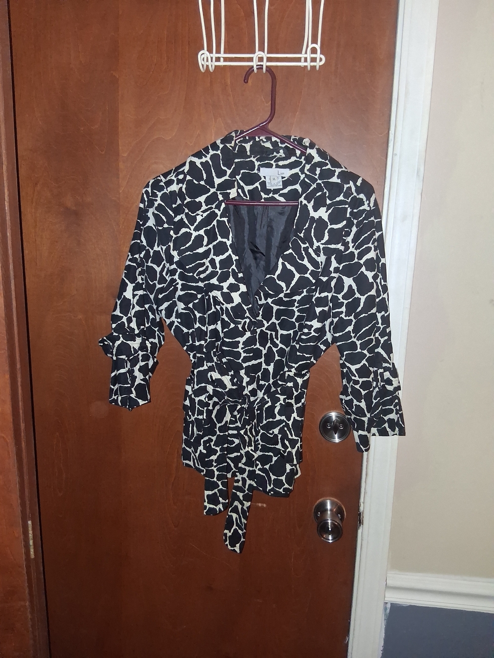 Luii Black and White Patterned Wrap Blazer